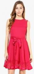 The Vanca Fuschia Colored Solid Skater Dress women