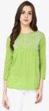 The Vanca Green Solid Blouse Women