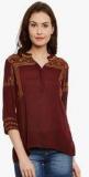 The Vanca Maroon Embroidered Blouse Women