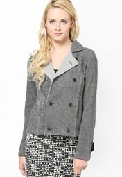 The Vanca Printed Dark Grey Winter Jacket Women