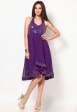 The Vanca Purple Polyster Solid Dress women