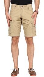 The Vanca Solid Beige Shorts Men