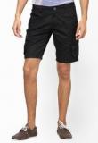 The Vanca Solid Black Regular Fit Shorts Men