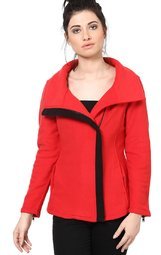 The Vanca Solid Red Jacket & Blazer Women