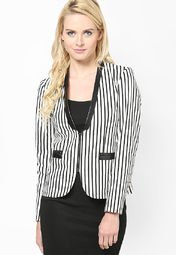 The Vanca Stripe Black Winter Jacket Women