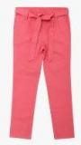 Tickles Pink Solid Slim Fit Trouser Girls