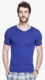 Tinted Blue Solid V Neck T Shirt men