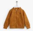 Tiny Girl Mustard Self Design Sweat Jacket Girls