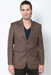 Tng Solid Beige Blazer Men