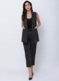 Tokyo Talkies Black Striped Summer Jacket With Trouser Women