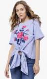 Tokyo Talkies Blue Embroidered Blouse Women