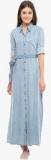 Tokyo Talkies Blue Solid Maxi Dress Women