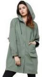 Tokyo Talkies Green Solid Winter Jackets Women