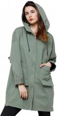 Tokyo Talkies Green Solid Winter Jackets women