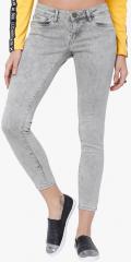 Tokyo Talkies Grey Washed Skinny Fit Mid Rise Jeans women