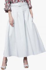 Tokyo Talkies Light Blue Solid Flared Skirt women