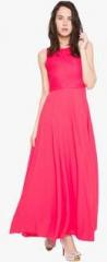 Tokyo Talkies Magenta coloured Solid Maxi Dress women