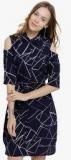 Tokyo Talkies Navy Blue Coloured Printed Shift Dress Women