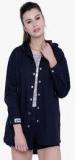 Tokyo Talkies Navy Blue Solid Summer Jacket women