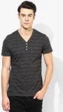 Tom Tailor Dark Grey Striped Henley T Shirt men