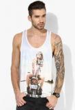 Tom Tailor Off White Printed Round Neck Vest Men