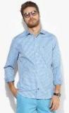 Tommy Hilfiger Blue & White Regular Fit Checked Casual Shirt men