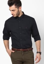 Tommy Hilfiger Flag Black Full Sleeve Casual Shirts Men