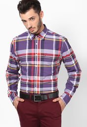 Tommy Hilfiger Loganberry/ Purple Full Sleeve Casual Shirts Men