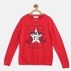 Tommy Hilfiger Red Printed Pullover Girls