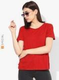 Tommy Hilfiger Red Solid Round Neck T Shirt women