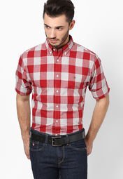 Tommy Hilfiger Rio Red Pt / Cloud Htr Full Sleeve Casual Shirts Men