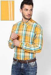 Tommy Hilfiger Yellow/ Multi Full Sleeve Casual Shirts Men