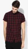 Topman Maroon Checked Casual Shirt men