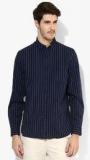 Topman Navy Blue Striped Casual Shirt Men