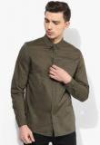 Topman Olive Solid Casual Shirt Men