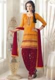 Touch Trends Golden Embroidered Dress Material Women