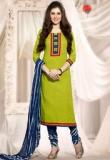 Touch Trends Green Embroidered Dress Material Women