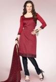 Touch Trends Maroon Embroidered Dress Materials Women