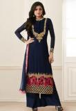 Touch Trends Navy Blue Embellished Dress Material Women