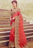 Touch Trends Red Embroidered Saree Women