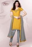 Touch Trends Yellow Embroidered Dress Material Women