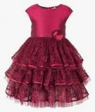 Toy Balloon Kids Maroon Self Pattern Party Wear Dress girls