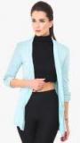 Trend Arrest Blue Solid Open Front Shrug Women