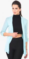 Trend Arrest Blue Solid Open Front Shrug women