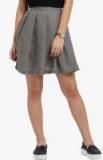 Trend Arrest Grey Solid Flared Mini Skirt Women