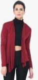 Trend Arrest Maroon Solid Open Front Shrug Women