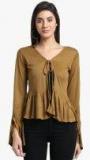 Trend Arrest Olive Solid Open Front Shrug Women