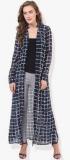 Trendy Divva Navy Blue Checked Shrug Women