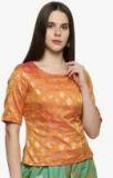 Trishaa By Pantaloons Orange Self Design Blouse Women