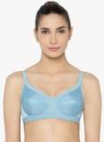 Triumph Blue Solid Non Wired Full Non Padded Sports Bra Women